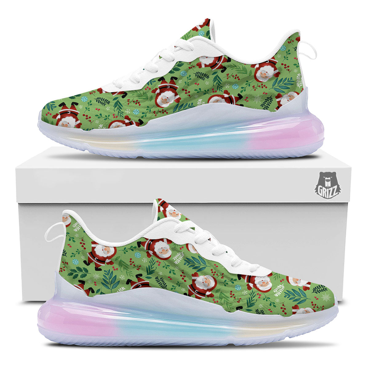 Santa Claus Happy Print Pattern Running Sneakers-grizzshop