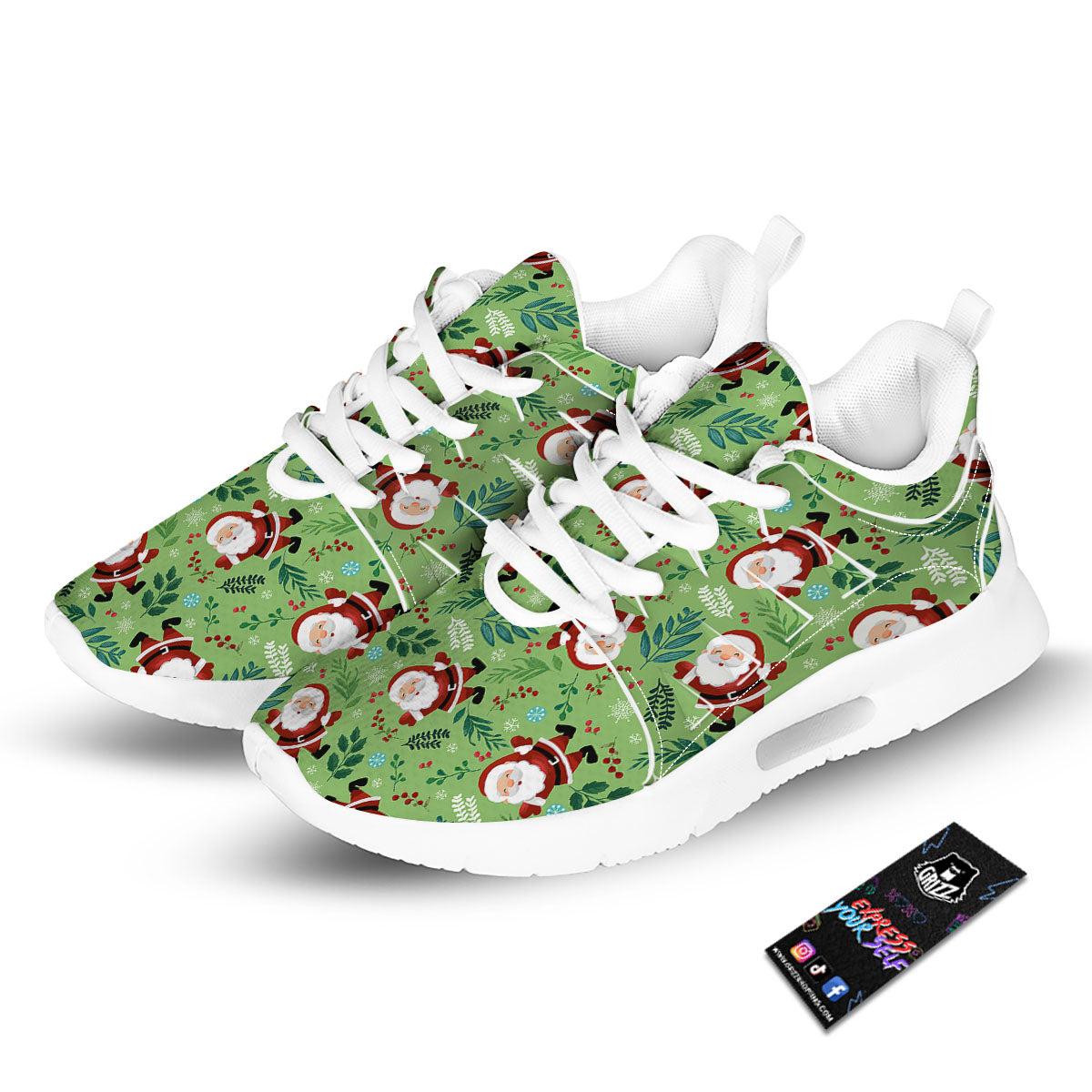 Santa Claus Happy Print Pattern Tennis Shoes-grizzshop