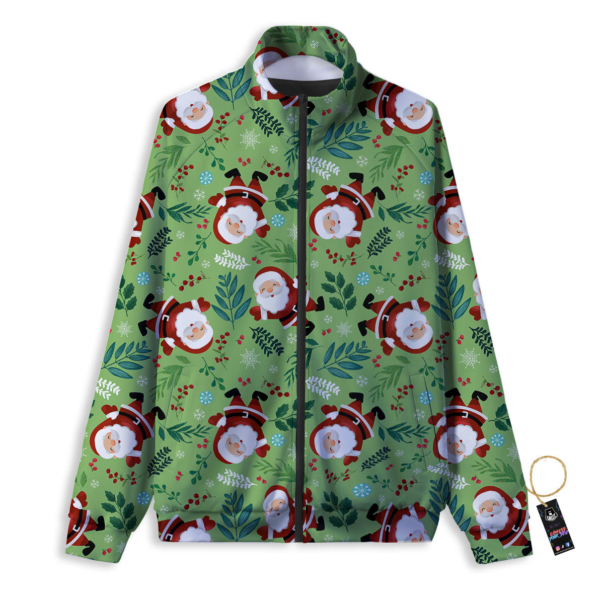 Santa Claus Happy Print Pattern Track Jacket-grizzshop