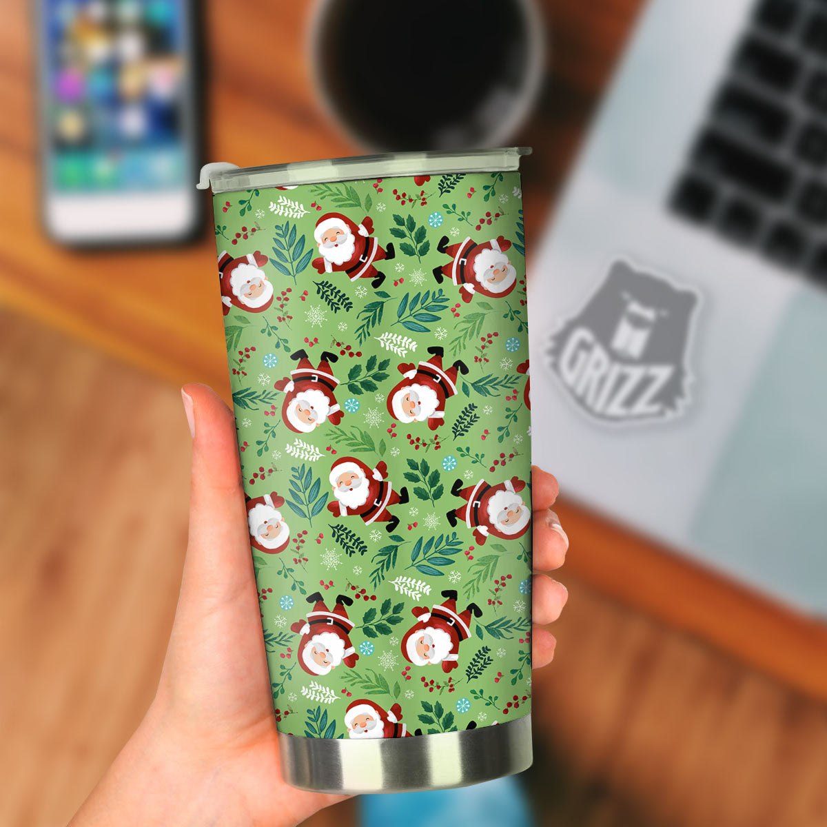 Santa Claus Happy Print Pattern Tumbler-grizzshop