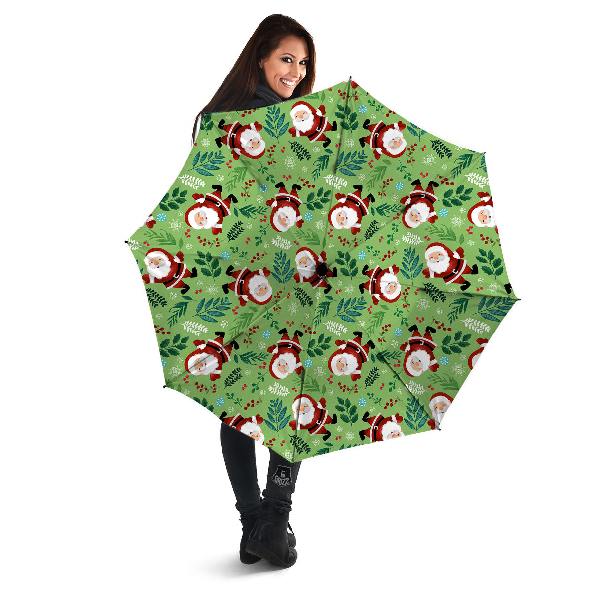 Santa Claus Happy Print Pattern Umbrella-grizzshop
