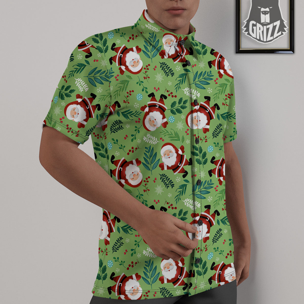 Santa Claus Happy Print Pattern Untucked Shirts-grizzshop