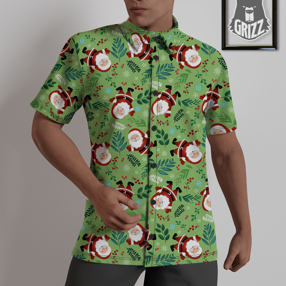 Santa Claus Happy Print Pattern Untucked Shirts-grizzshop