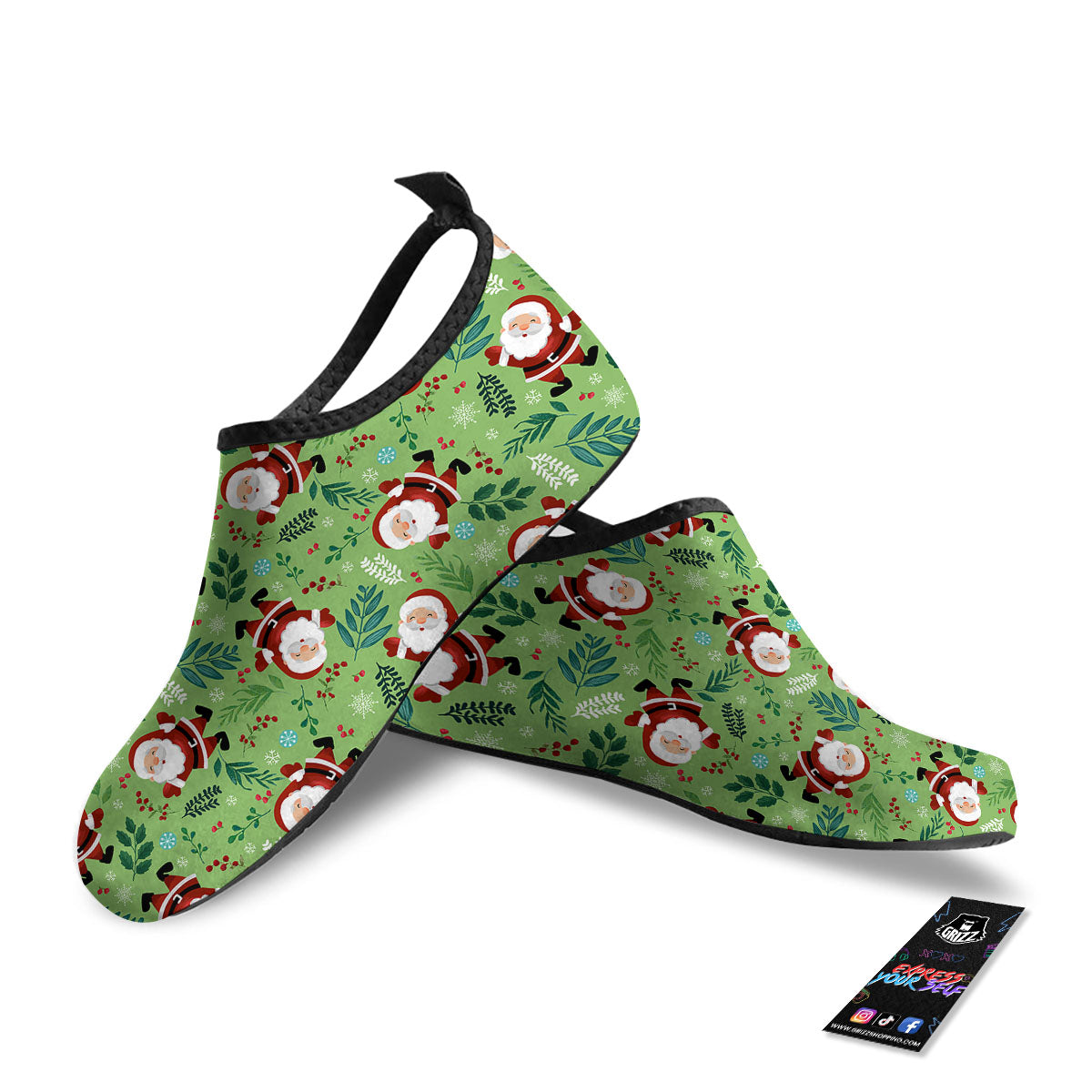 Santa Claus Happy Print Pattern Water Shoes-grizzshop
