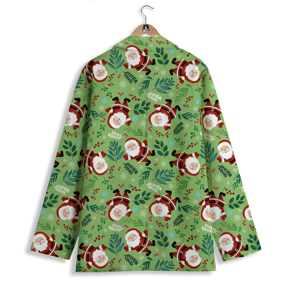 Santa Claus Happy Print Pattern Women's Blazer-grizzshop