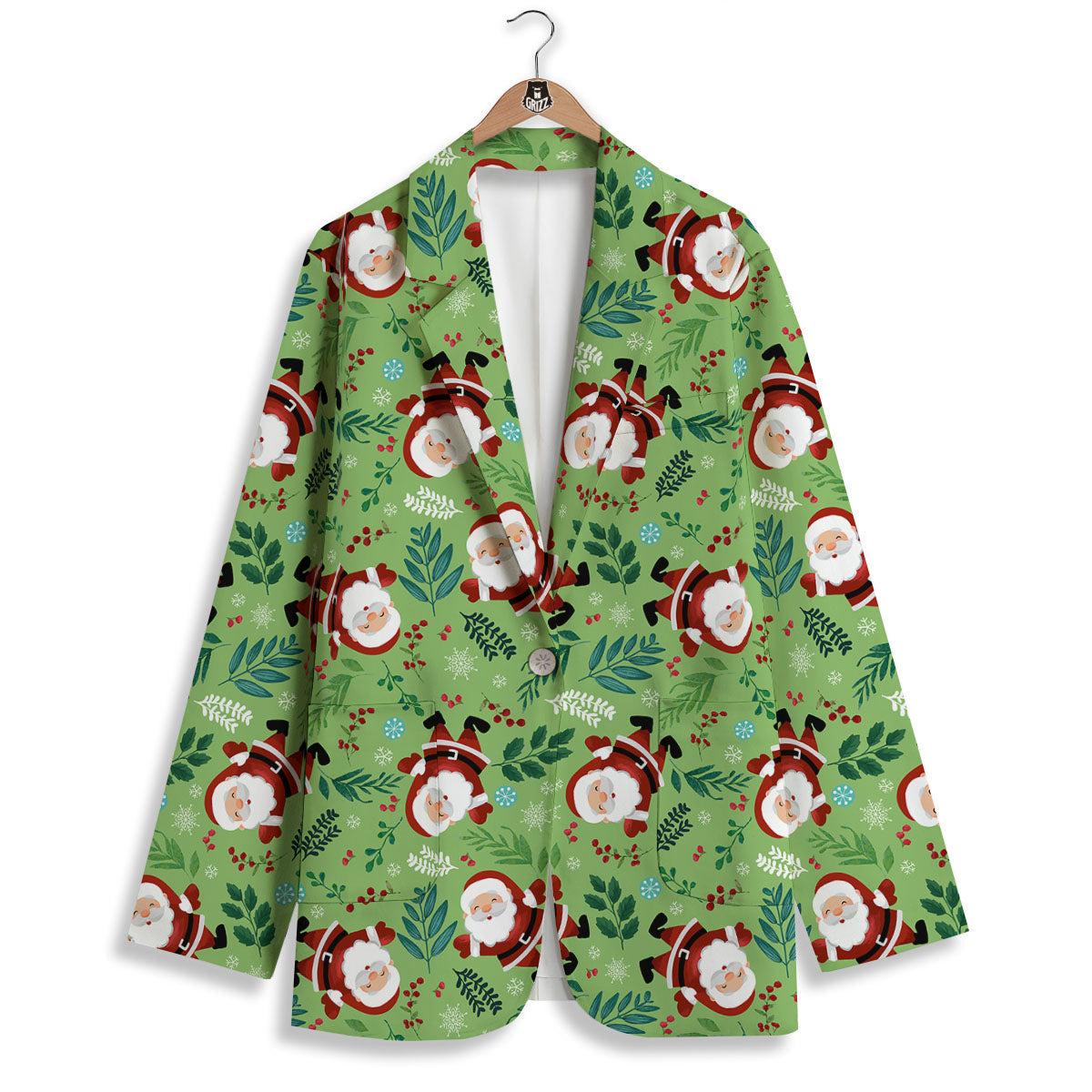 Santa Claus Happy Print Pattern Women's Blazer-grizzshop