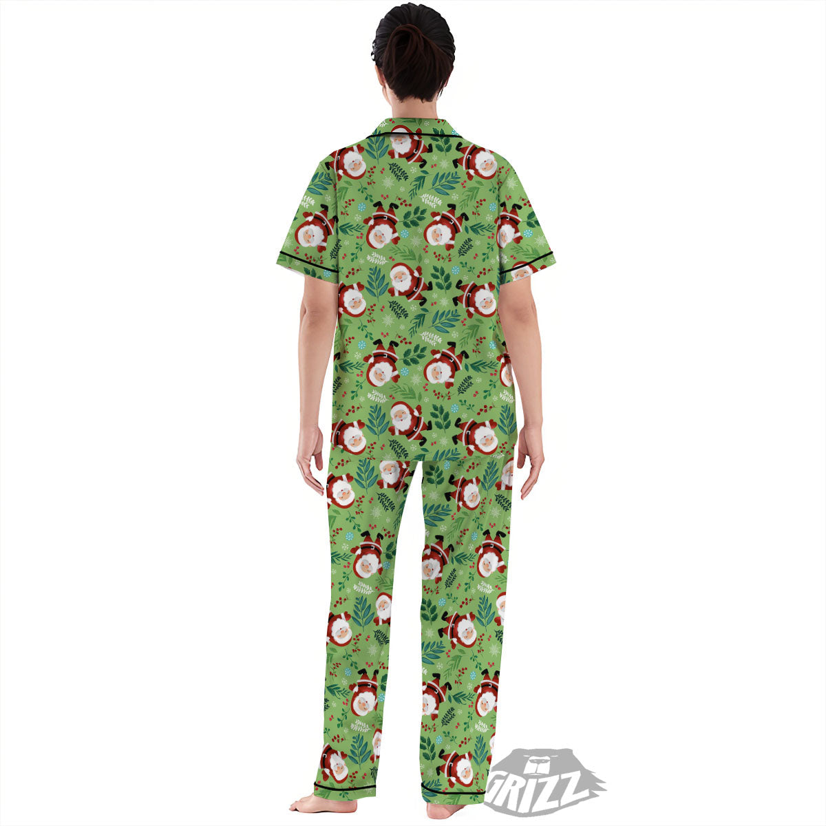 Santa Claus Happy Print Pattern Women's Pajamas Set-grizzshop