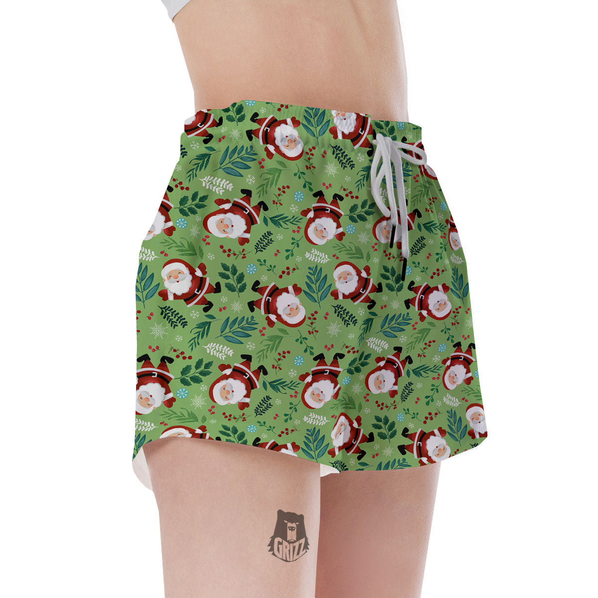 Santa Claus Happy Print Pattern Women's Shorts-grizzshop