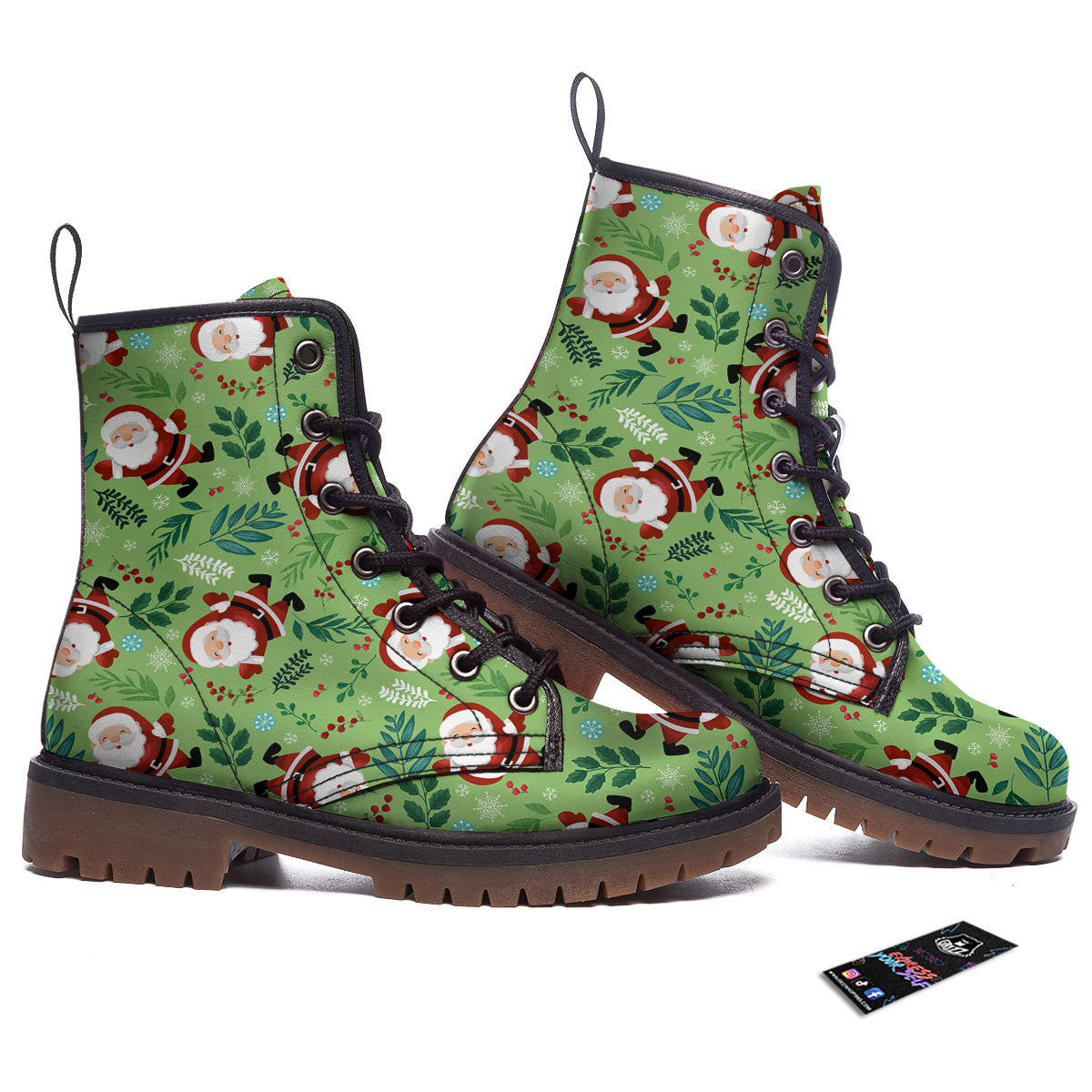 Santa Claus Happy Print Pattern Work Boots-grizzshop
