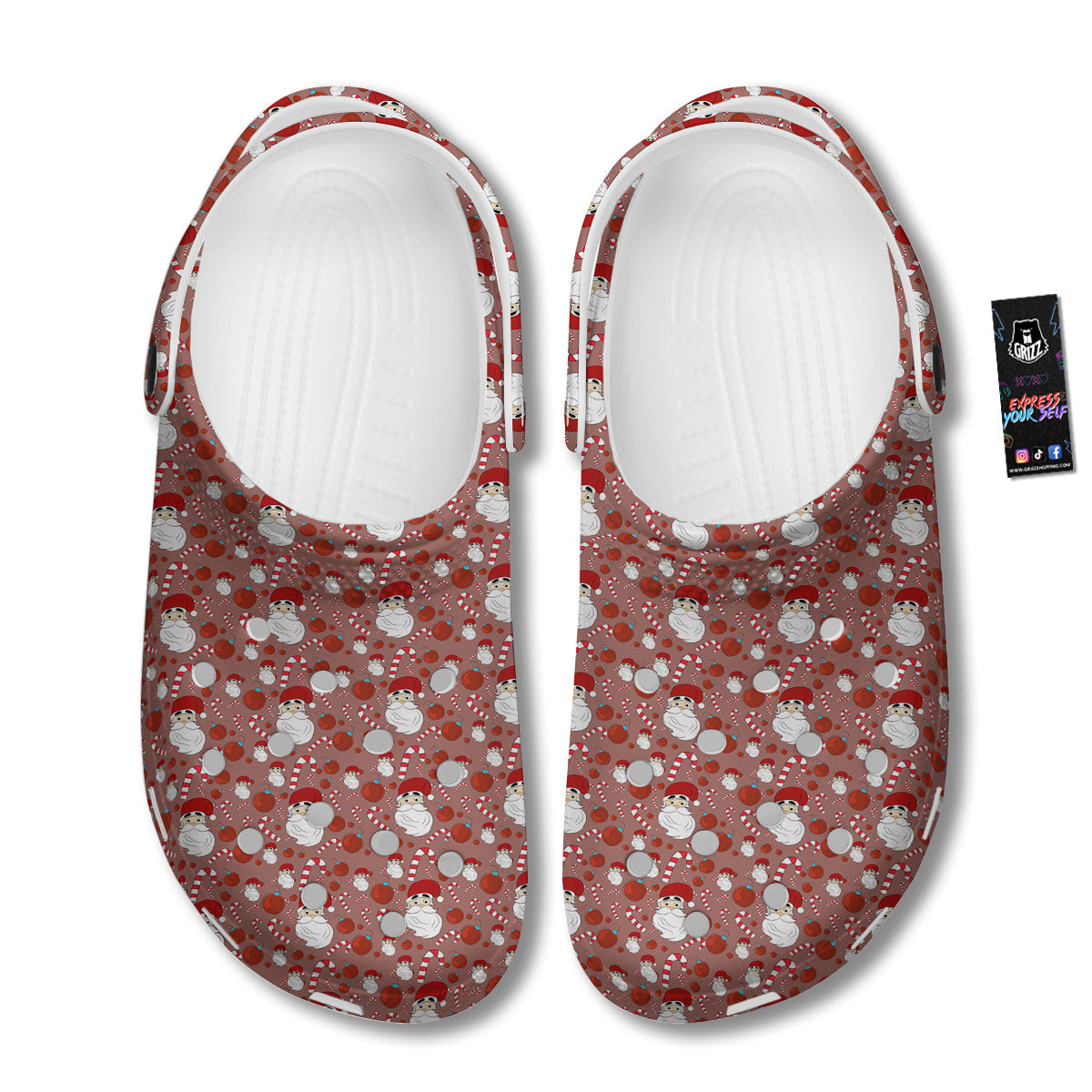 Santa Claus Hat And Candy Print Pattern Clog-grizzshop