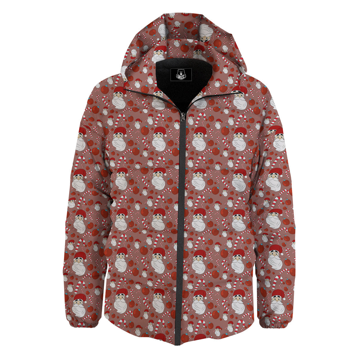Santa Claus Hat And Candy Print Pattern Down Jacket-grizzshop