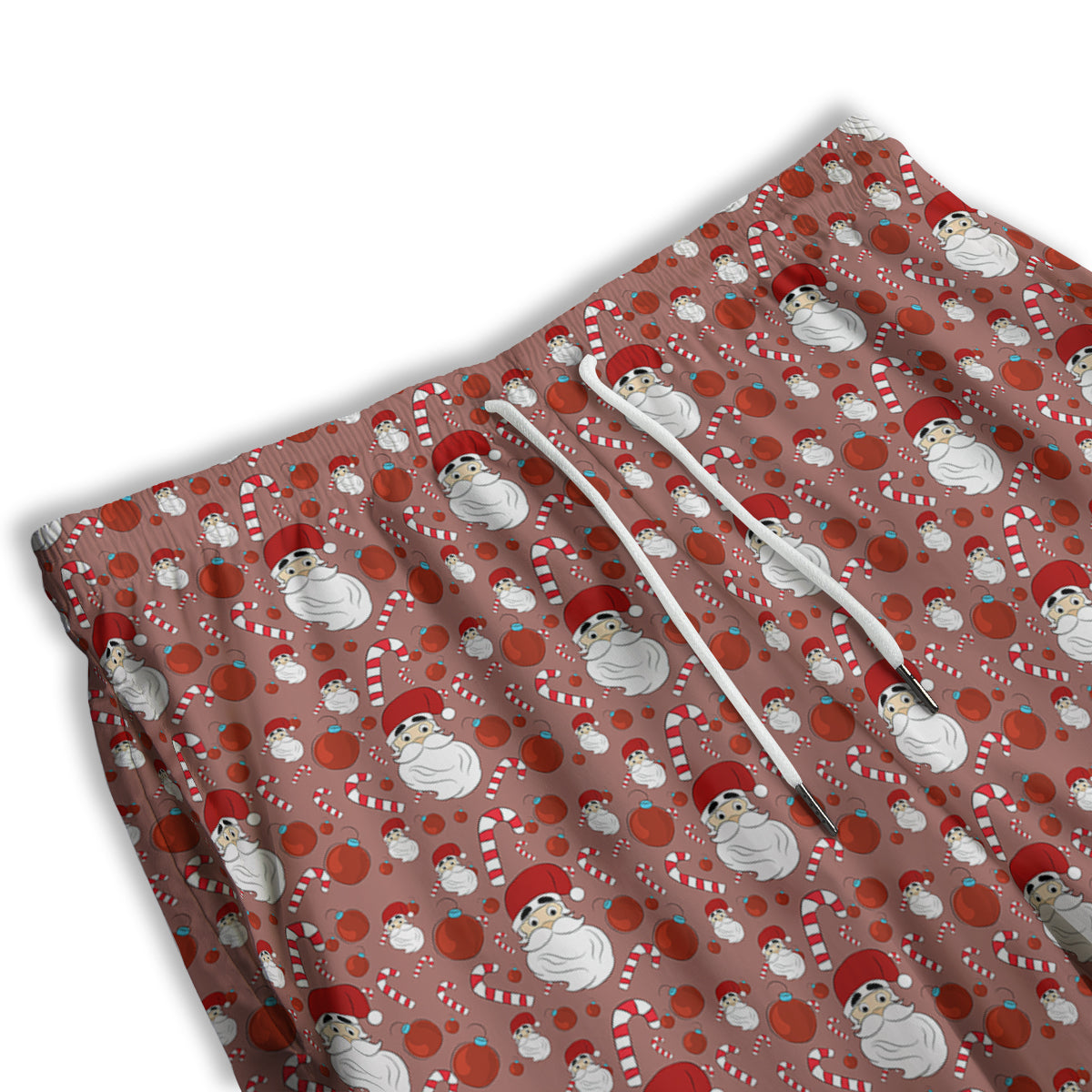 Santa Claus Hat And Candy Print Pattern Men's Athletic Shorts