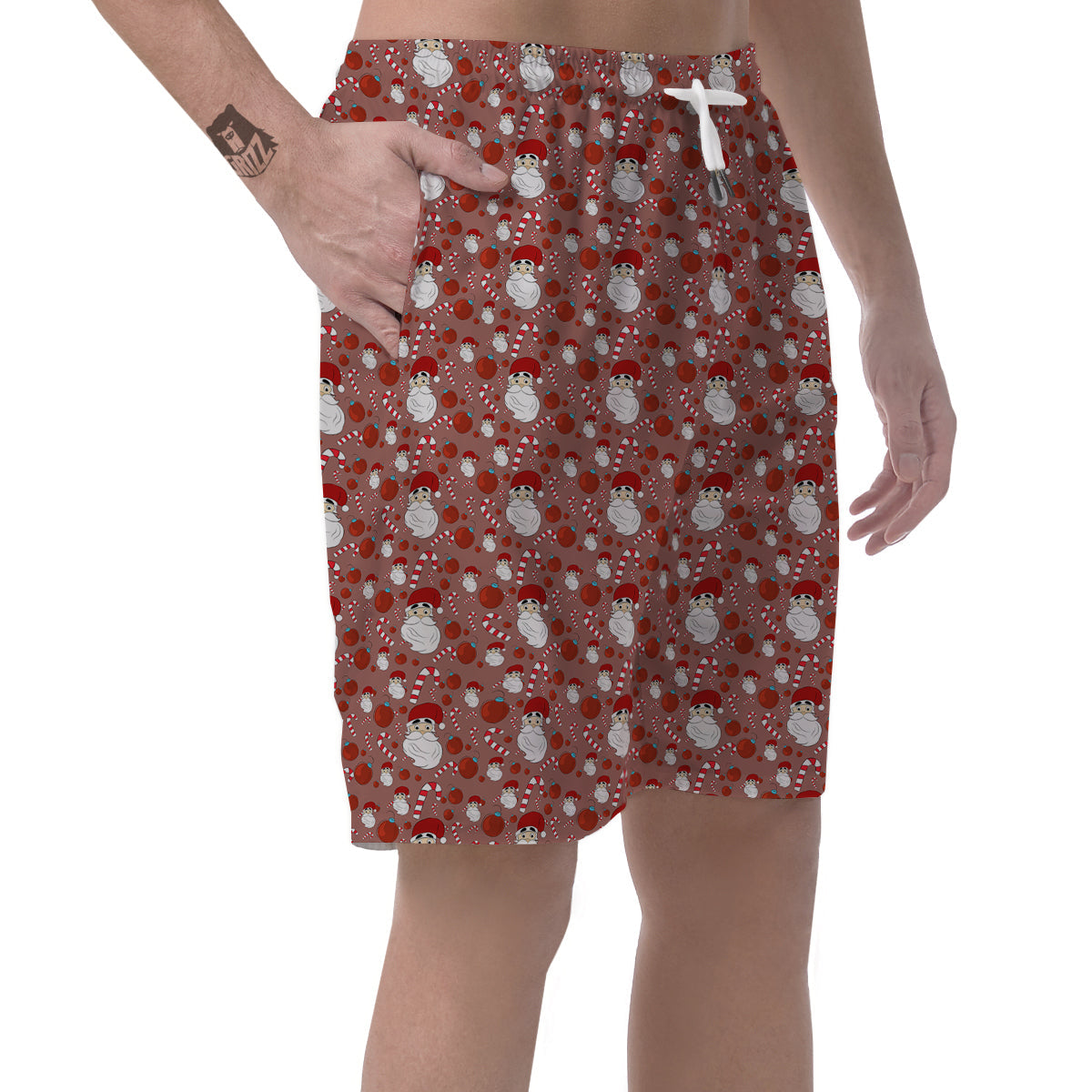 Santa Claus Hat And Candy Print Pattern Men's Shorts-grizzshop