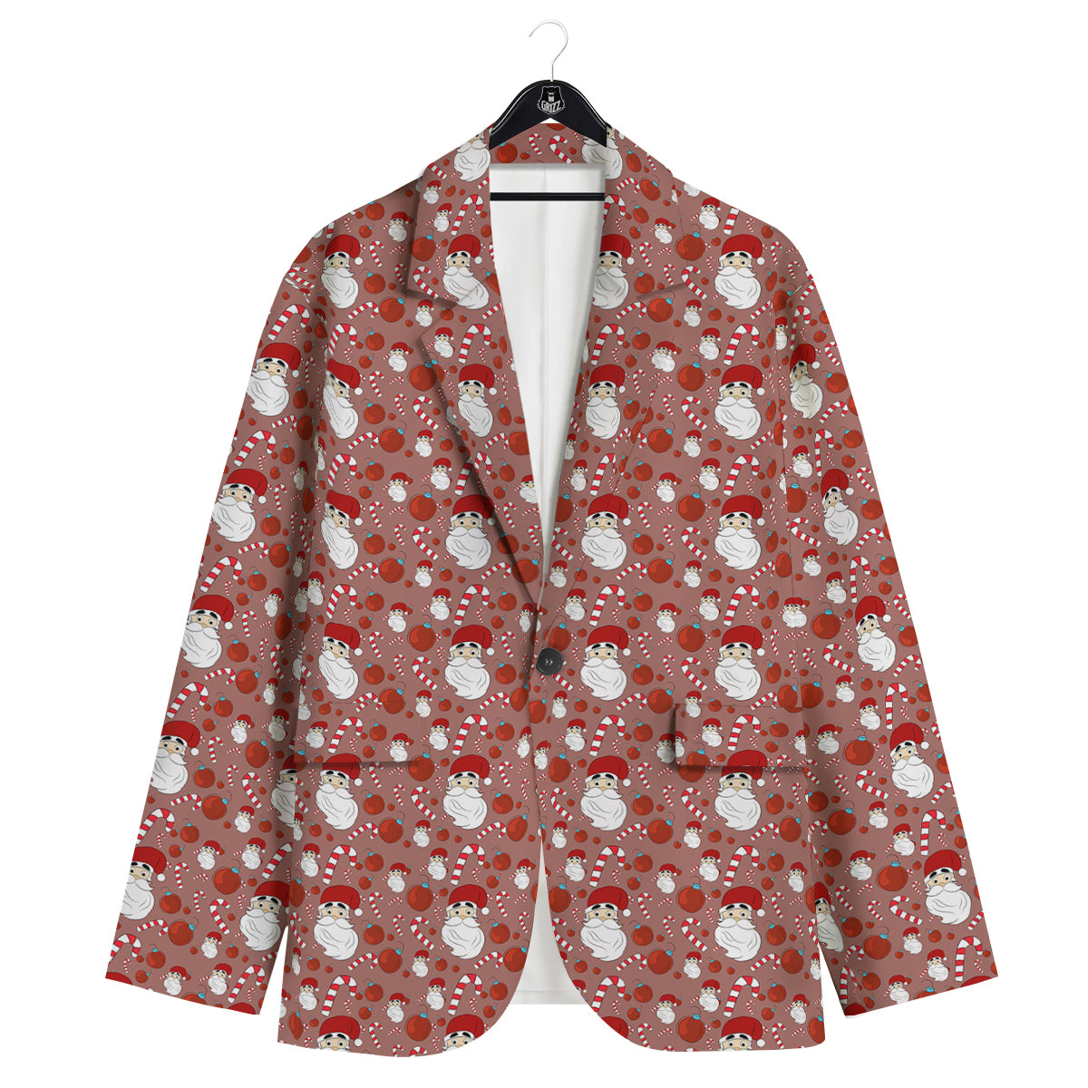 Santa Claus Hat And Candy Print Pattern Men's Sport Coat-grizzshop