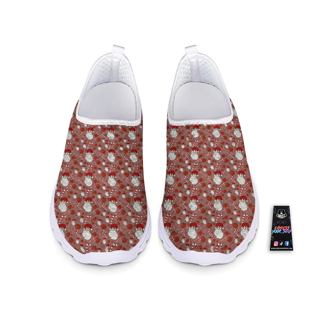 Santa Claus Hat And Candy Print Pattern Nurse Shoes-grizzshop