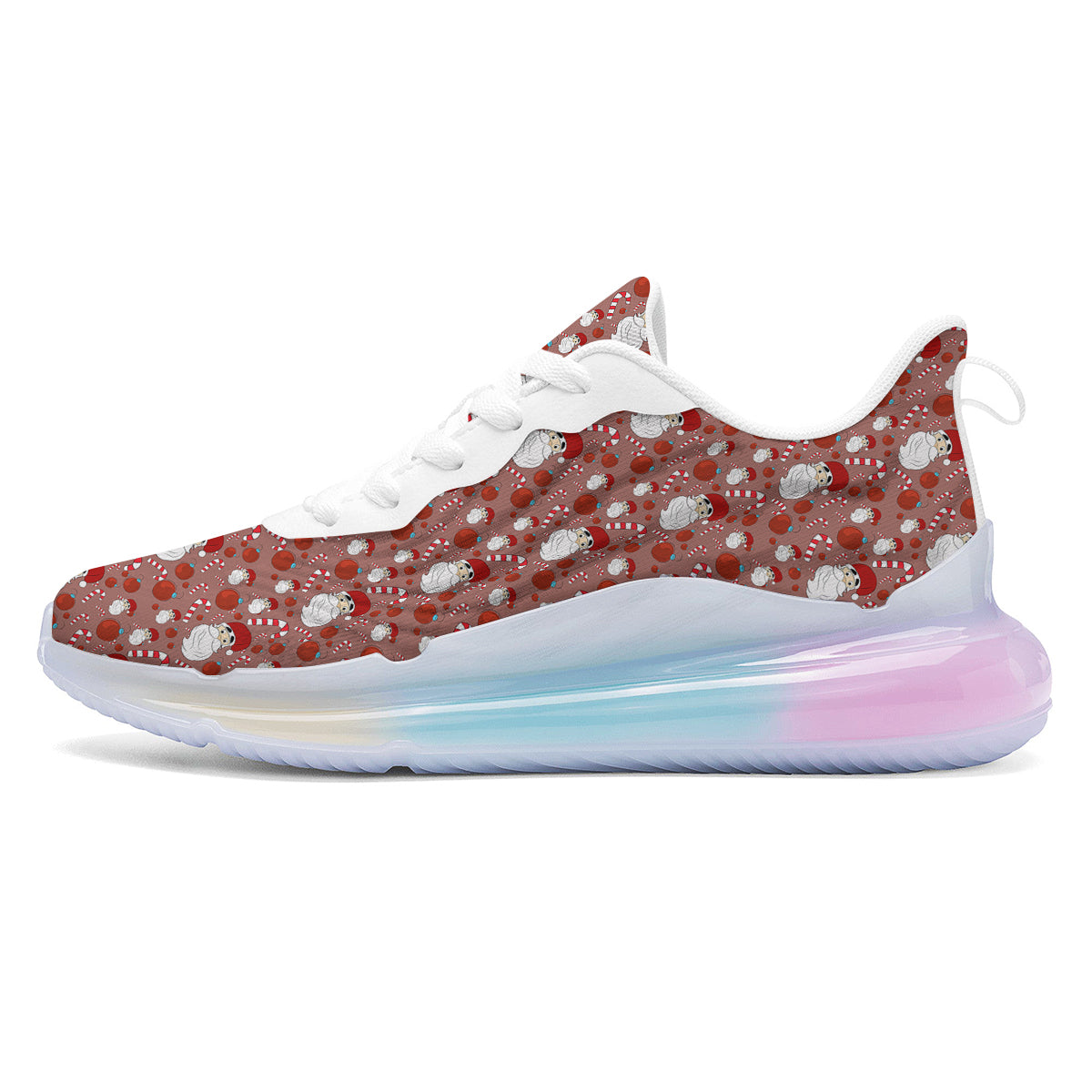 Santa Claus Hat And Candy Print Pattern Running Sneakers-grizzshop