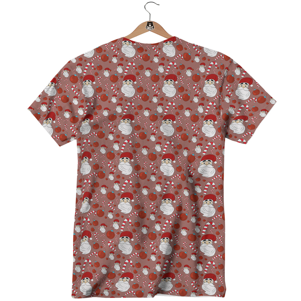 Santa Claus Hat And Candy Print Pattern T-Shirt-grizzshop
