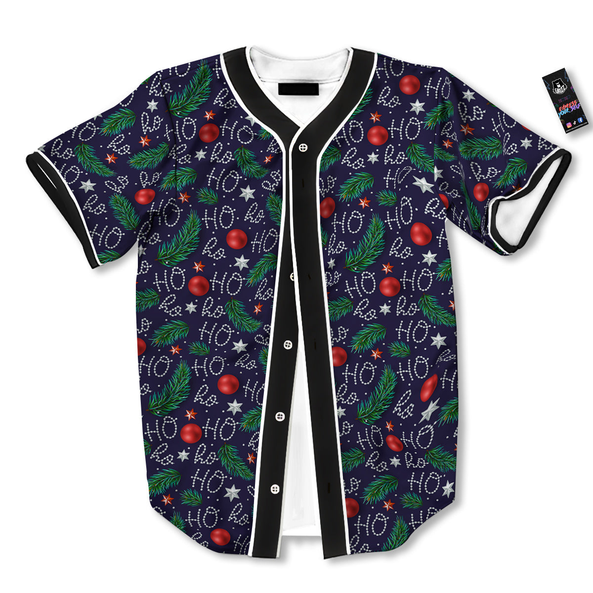 Santa Claus Laugh Christmas Hohoho Print Baseball Jersey-grizzshop