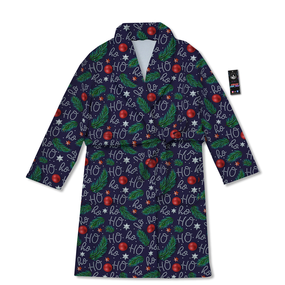 Santa Claus Laugh Christmas Hohoho Print Bathrobe-grizzshop