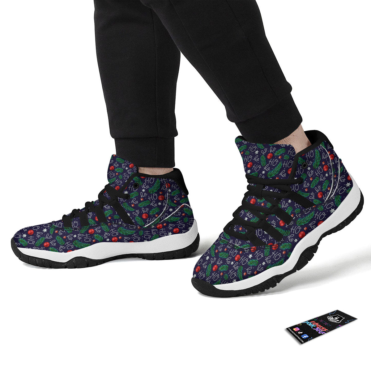 Santa Claus Laugh Christmas Hohoho Print Black Bball Shoes-grizzshop