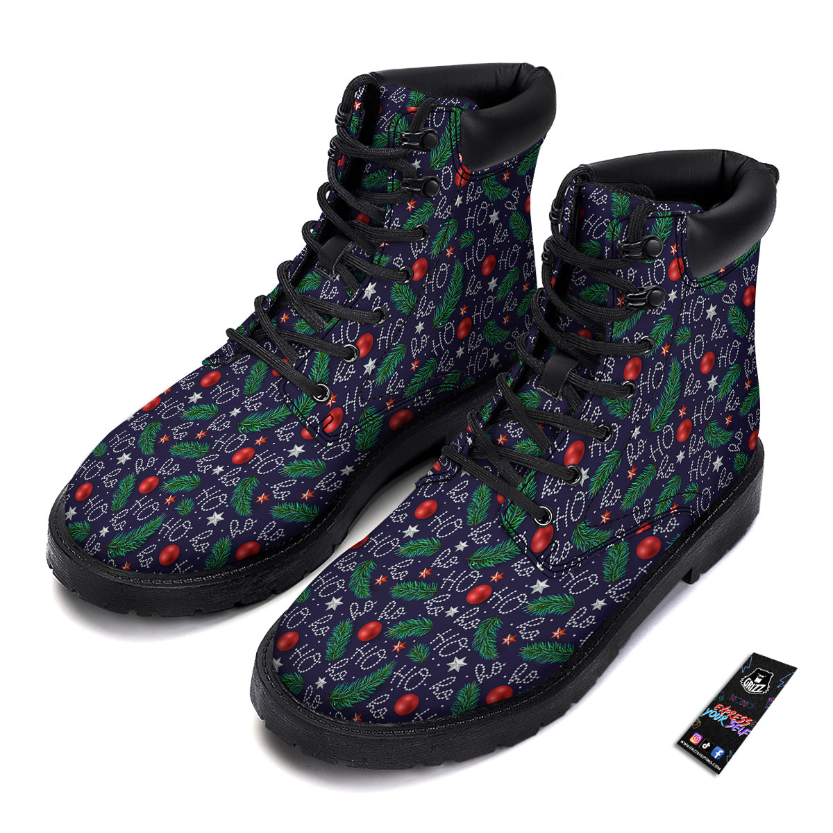 Santa Claus Laugh Christmas Hohoho Print Boots-grizzshop