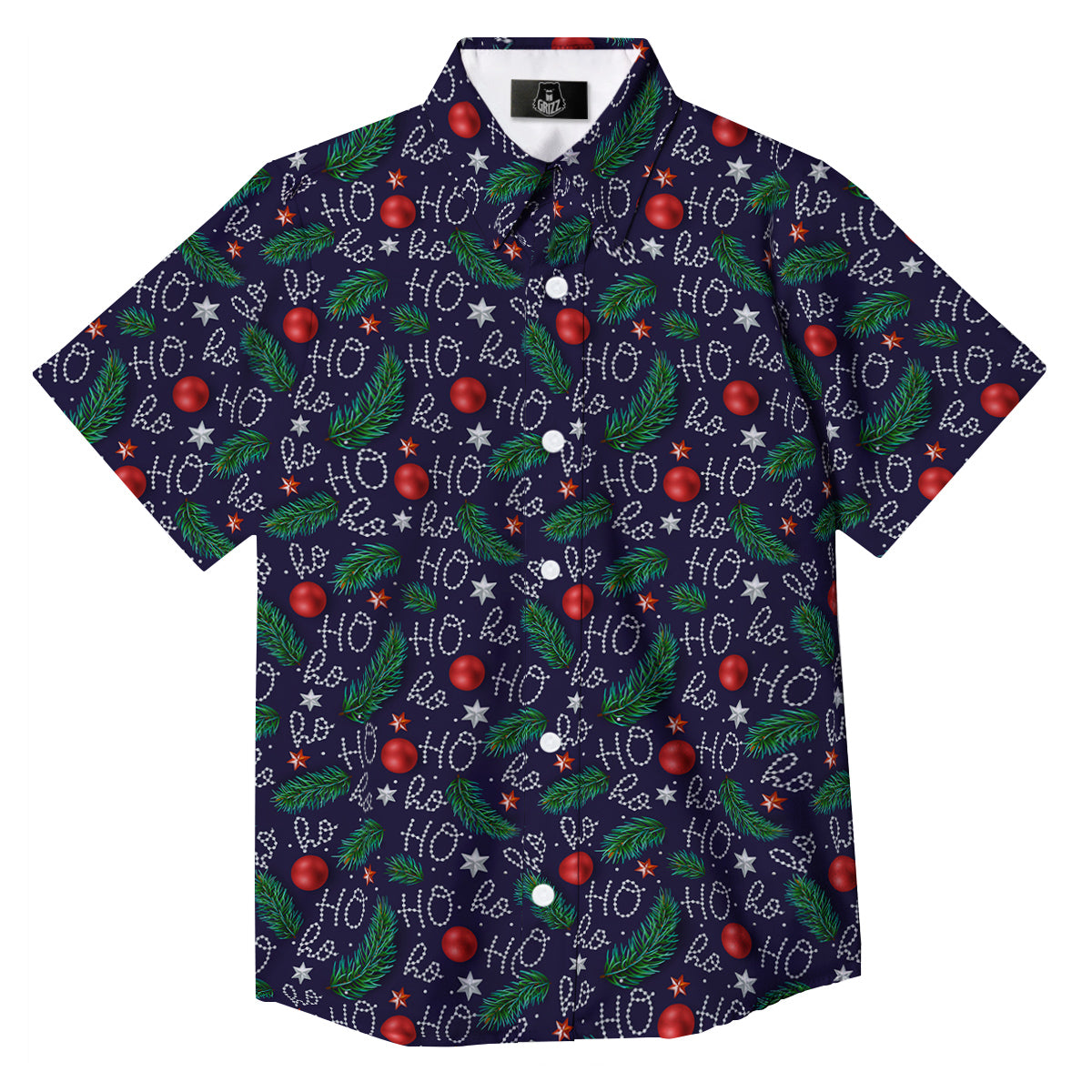 Santa Claus Laugh Christmas Hohoho Print Button Up Shirt-grizzshop