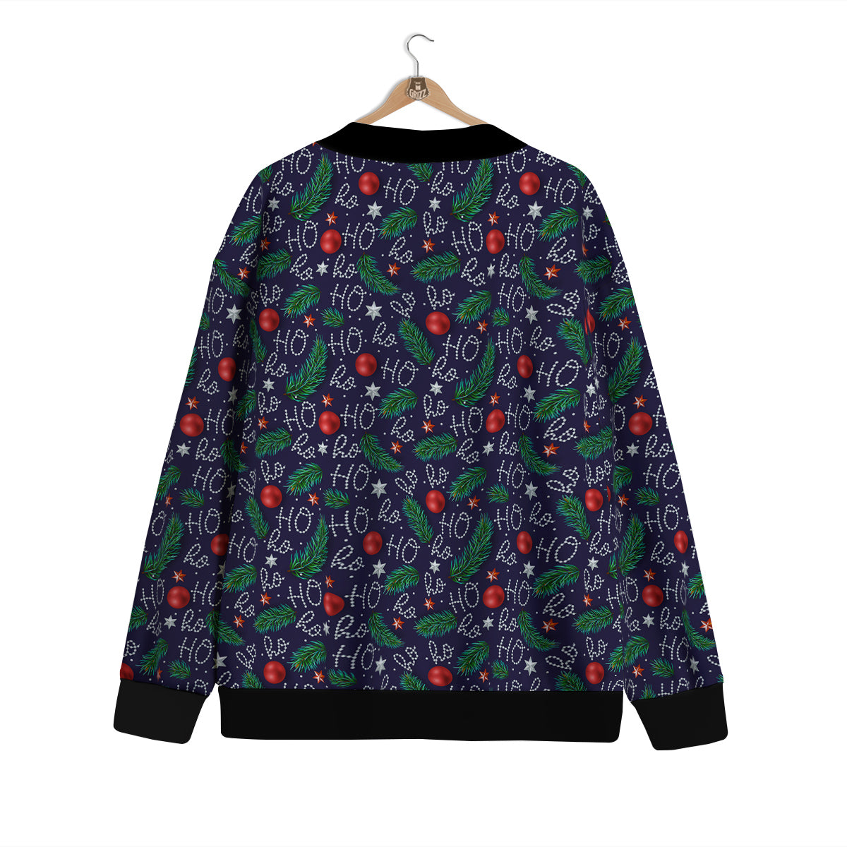 Santa Claus Laugh Christmas Hohoho Print Cardigan-grizzshop