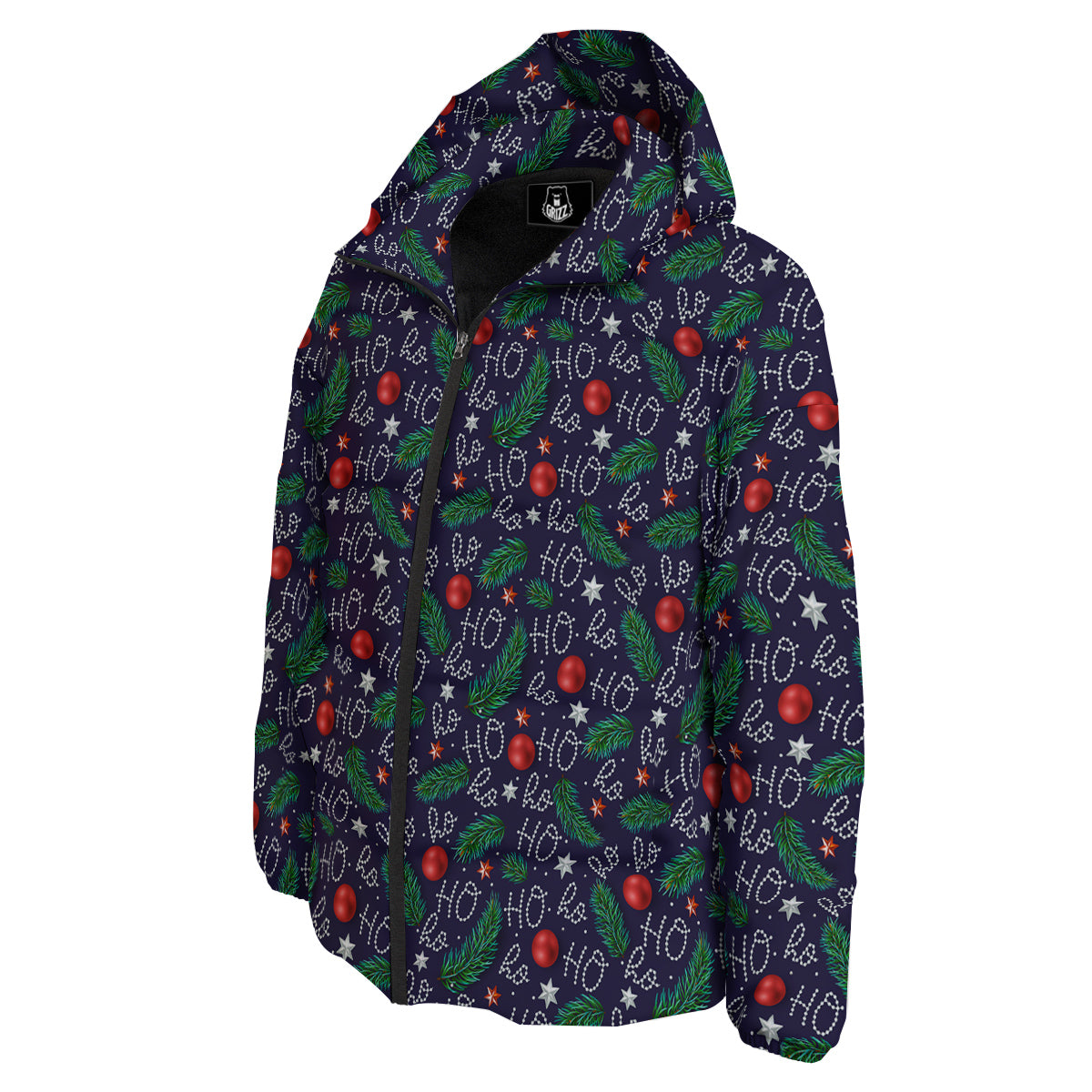 Santa Claus Laugh Christmas Hohoho Print Down Jacket-grizzshop
