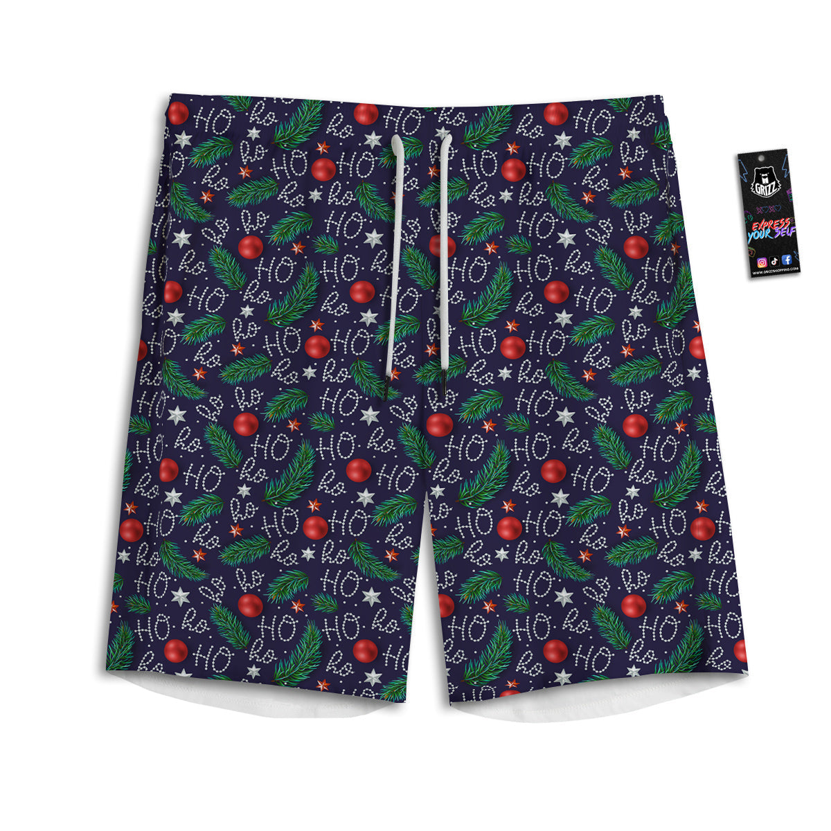 Santa Claus Laugh Christmas Hohoho Print Men's Athletic Shorts