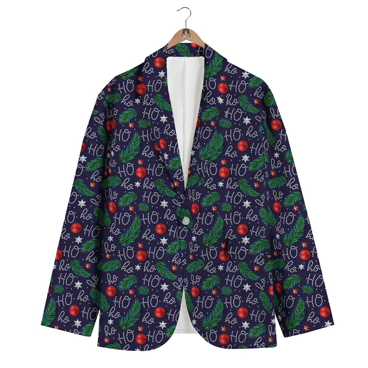 Santa Claus Laugh Christmas Hohoho Print Men's Blazer-grizzshop