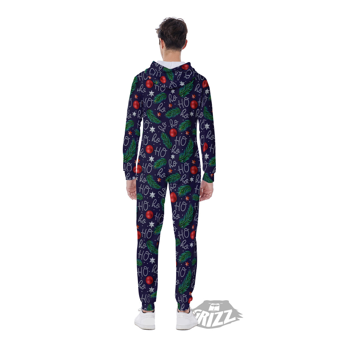 Santa Claus Laugh Christmas Hohoho Print Men's Jumpsuit-grizzshop