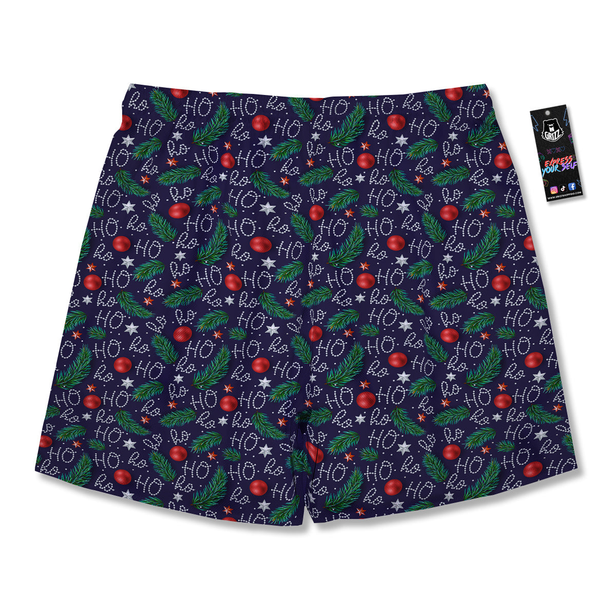 Santa Claus Laugh Christmas Hohoho Print Men's Running Shorts-grizzshop