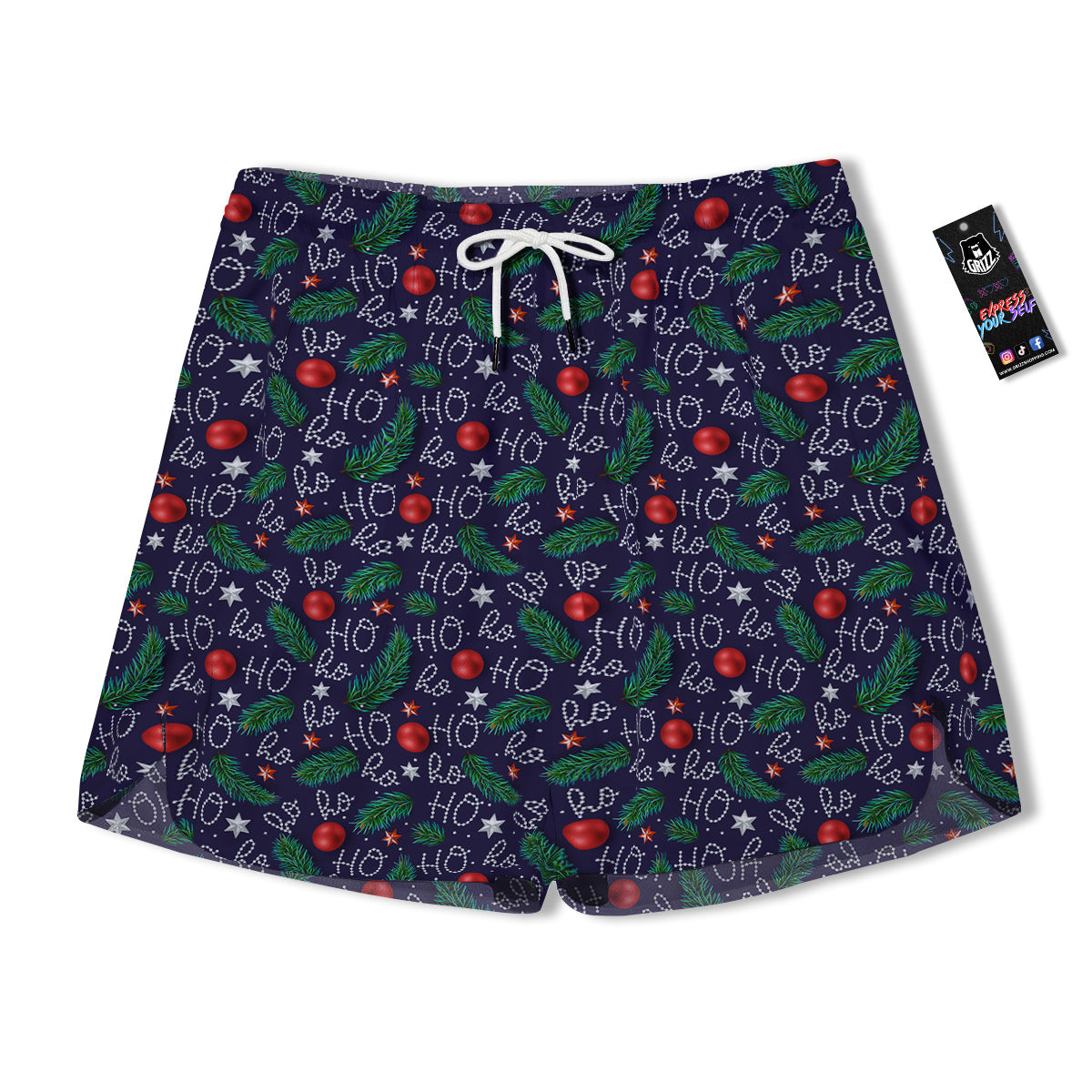 Santa Claus Laugh Christmas Hohoho Print Men's Running Shorts-grizzshop