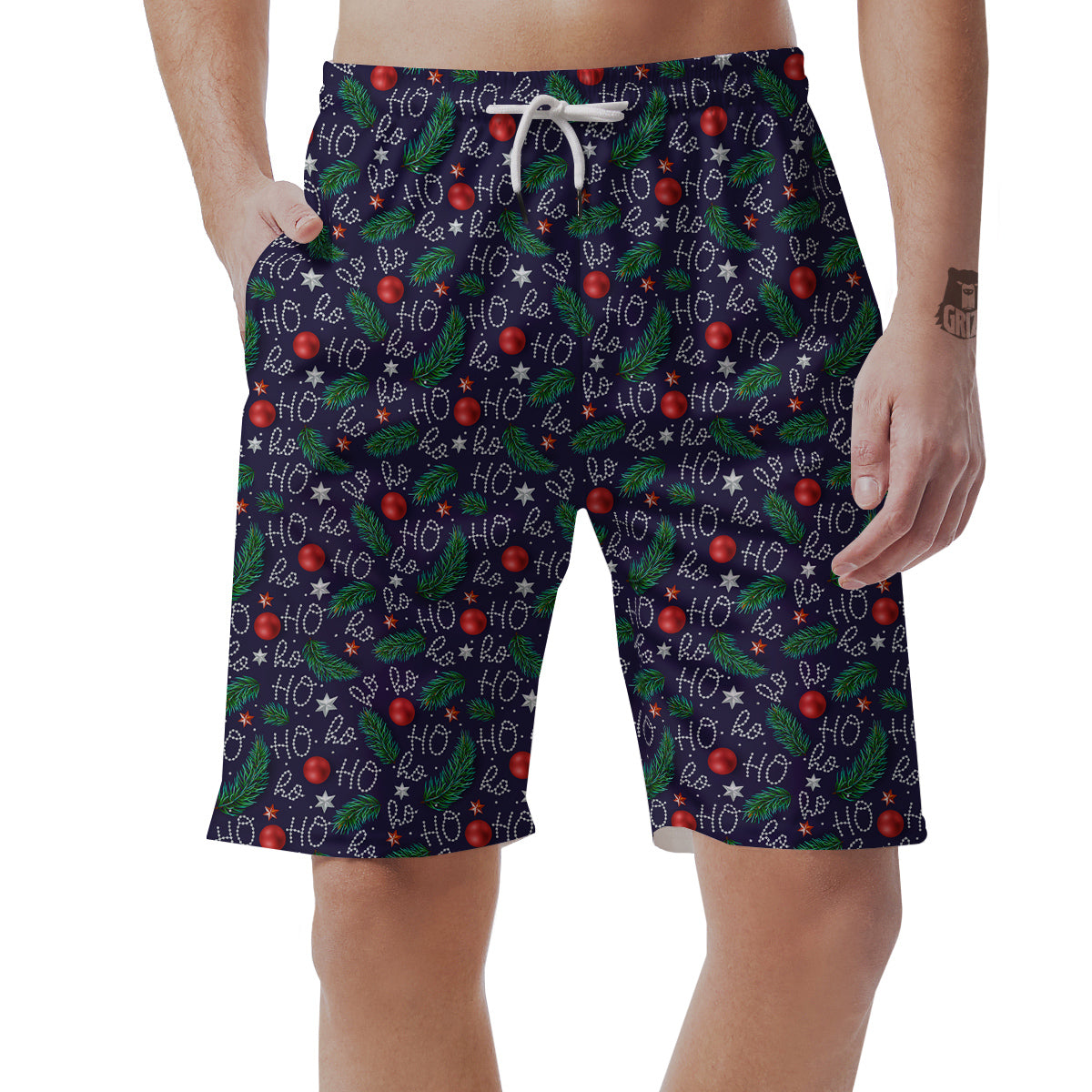 Santa Claus Laugh Christmas Hohoho Print Men's Shorts-grizzshop