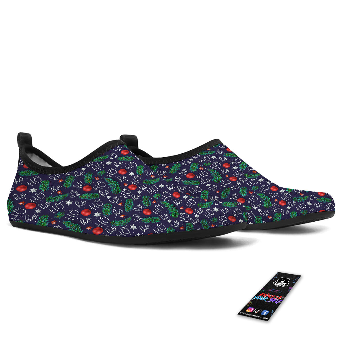 Santa Claus Laugh Christmas Hohoho Print Water Shoes-grizzshop