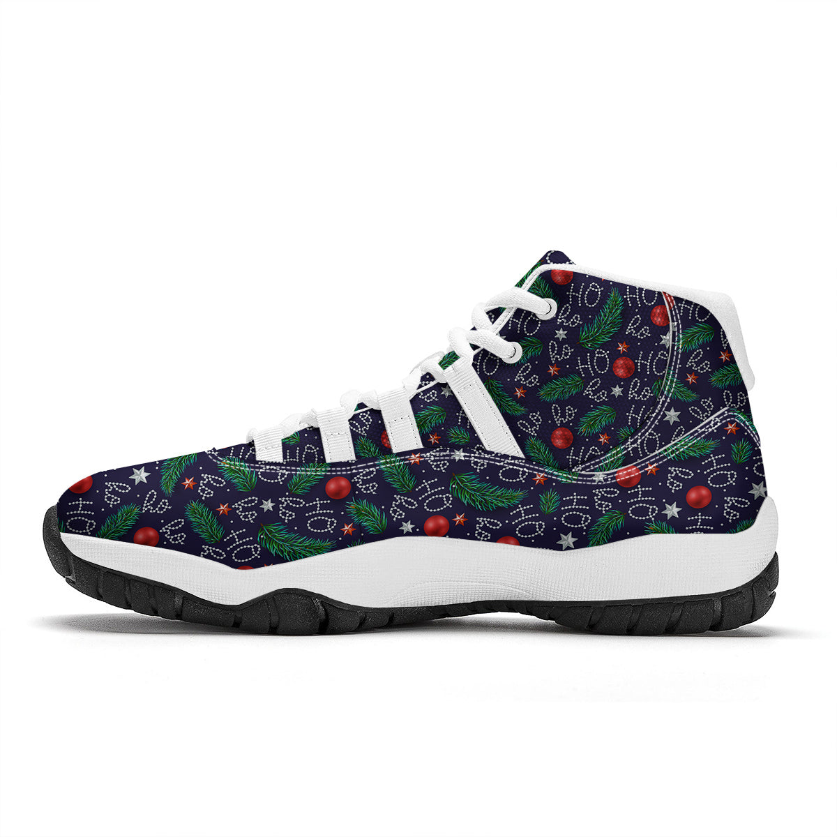 Santa Claus Laugh Christmas Hohoho Print White Bball Shoes-grizzshop