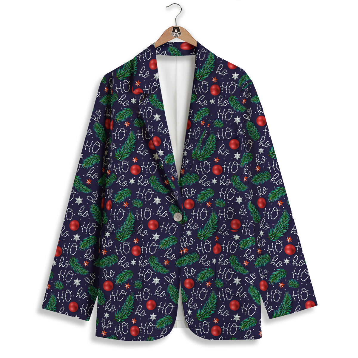 Santa Claus Laugh Christmas Hohoho Print Women's Blazer-grizzshop