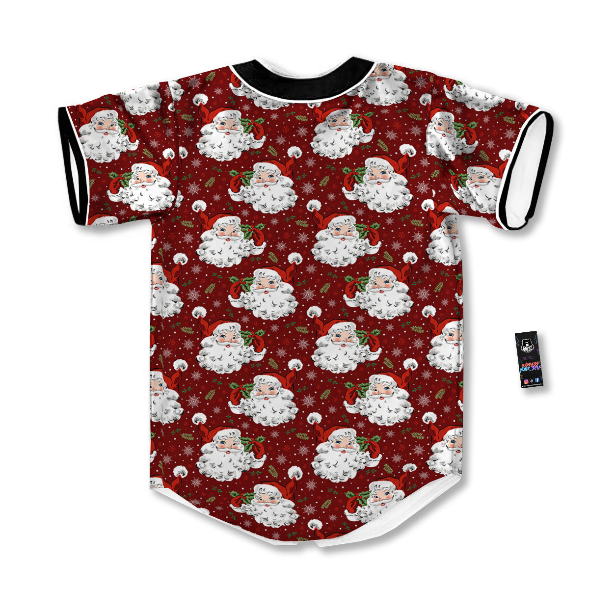 Santa Claus Xmas Print Pattern Baseball Jersey-grizzshop