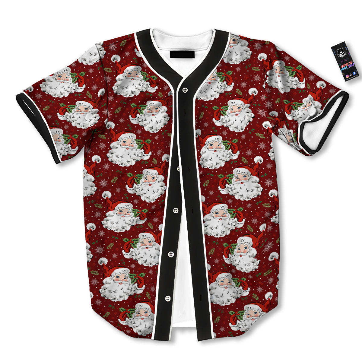 Santa Claus Xmas Print Pattern Baseball Jersey-grizzshop