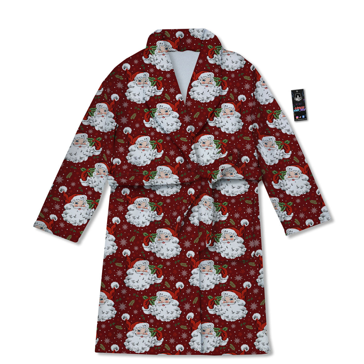 Santa Claus Xmas Print Pattern Bathrobe-grizzshop