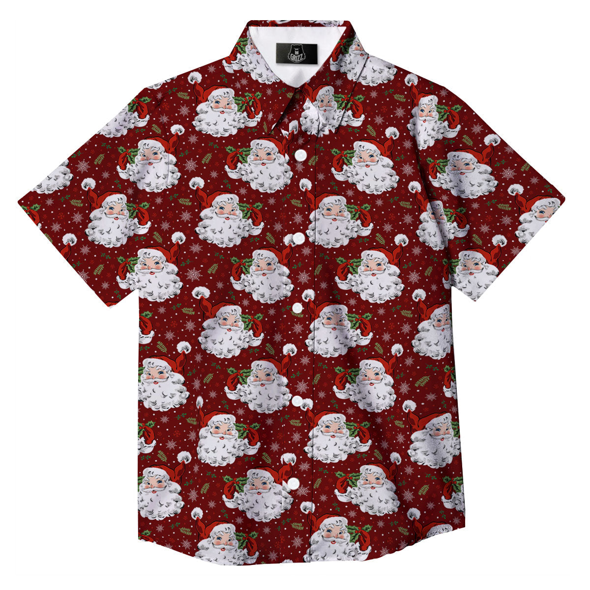 Santa Claus Xmas Print Pattern Button Up Shirt-grizzshop