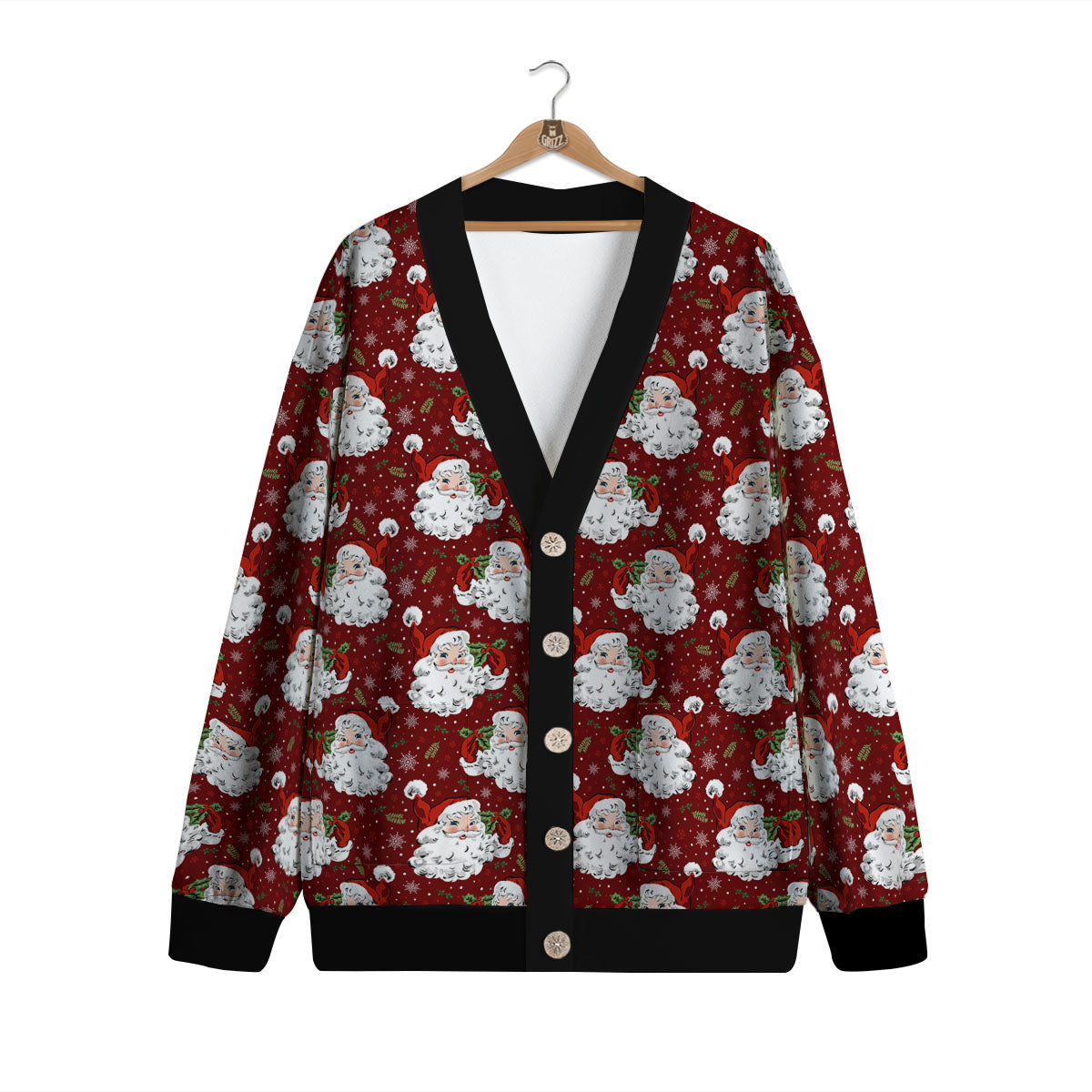 Santa Claus Xmas Print Pattern Cardigan-grizzshop