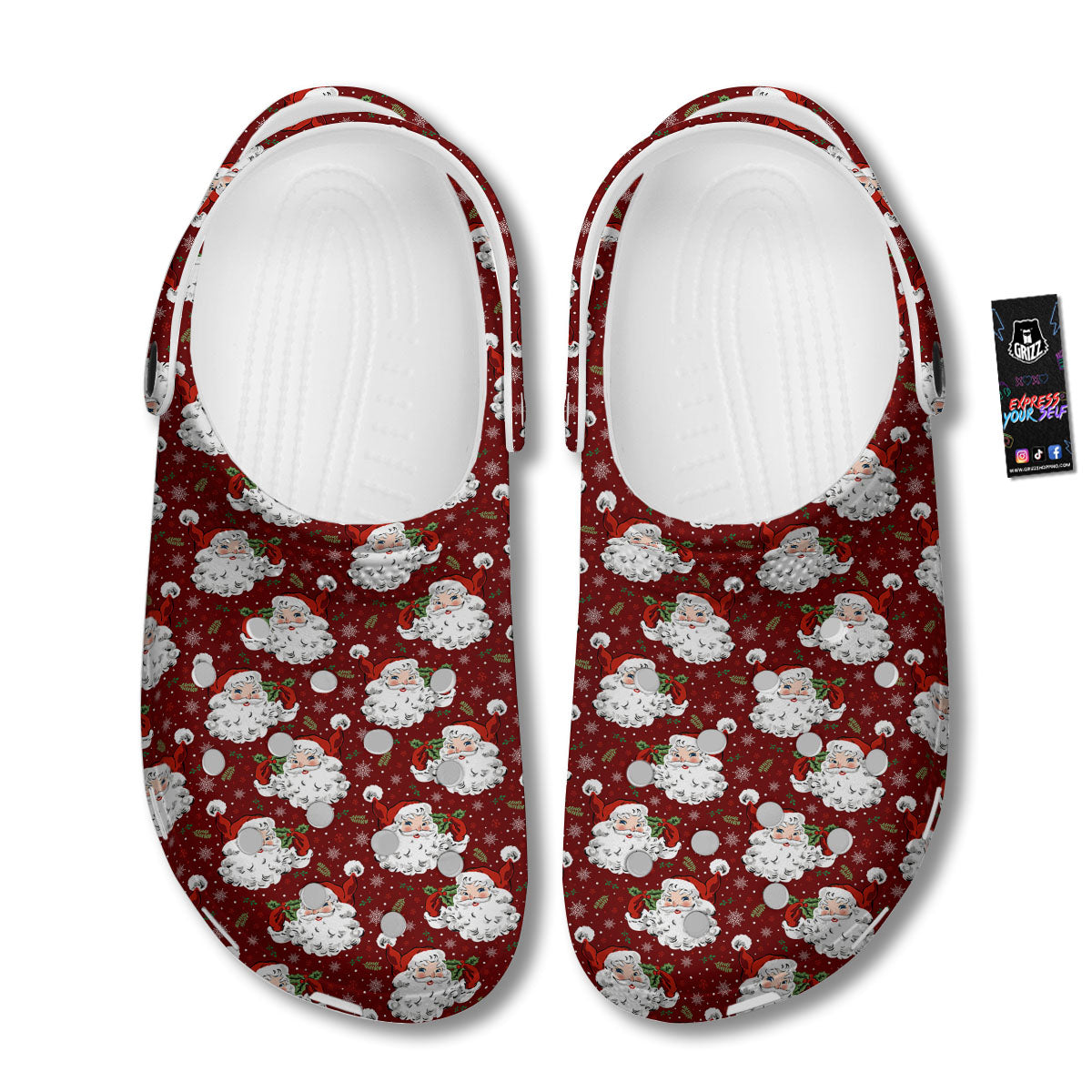Santa Claus Xmas Print Pattern Clog-grizzshop