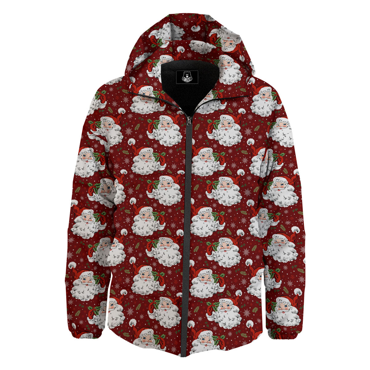 Santa Claus Xmas Print Pattern Down Jacket-grizzshop