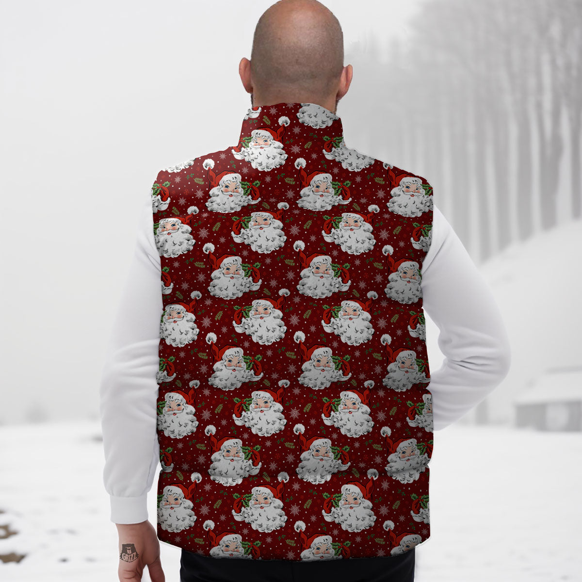 Santa Claus Xmas Print Pattern Down Vest