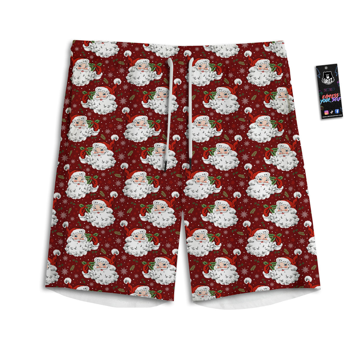 Santa Claus Xmas Print Pattern Men's Athletic Shorts