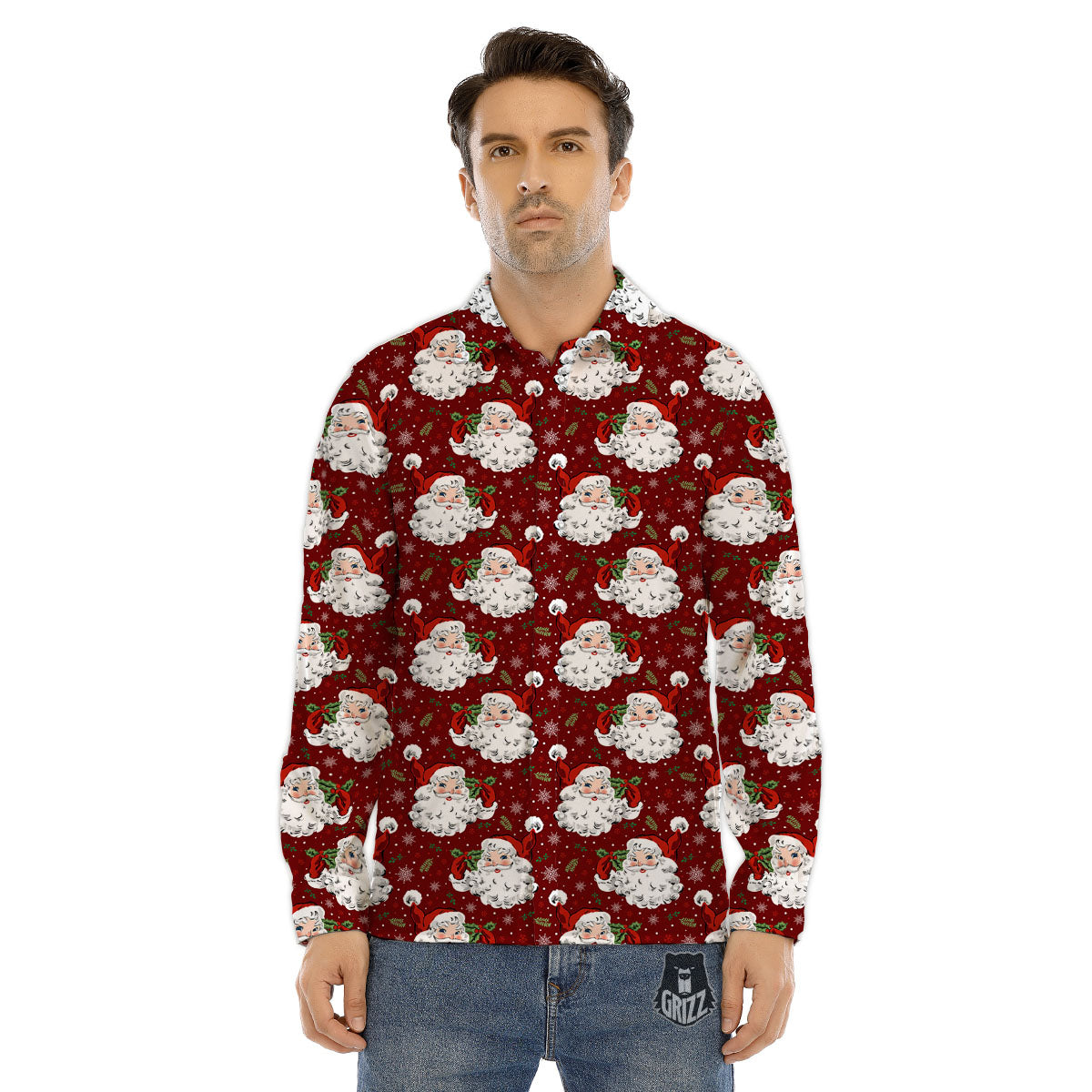 Santa Claus Xmas Print Pattern Men's Dress Shirts-grizzshop