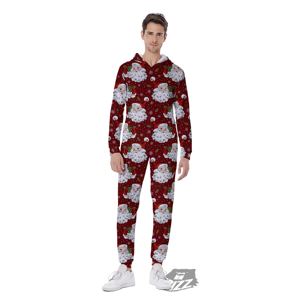 Santa Claus Xmas Print Pattern Men's Jumpsuit-grizzshop