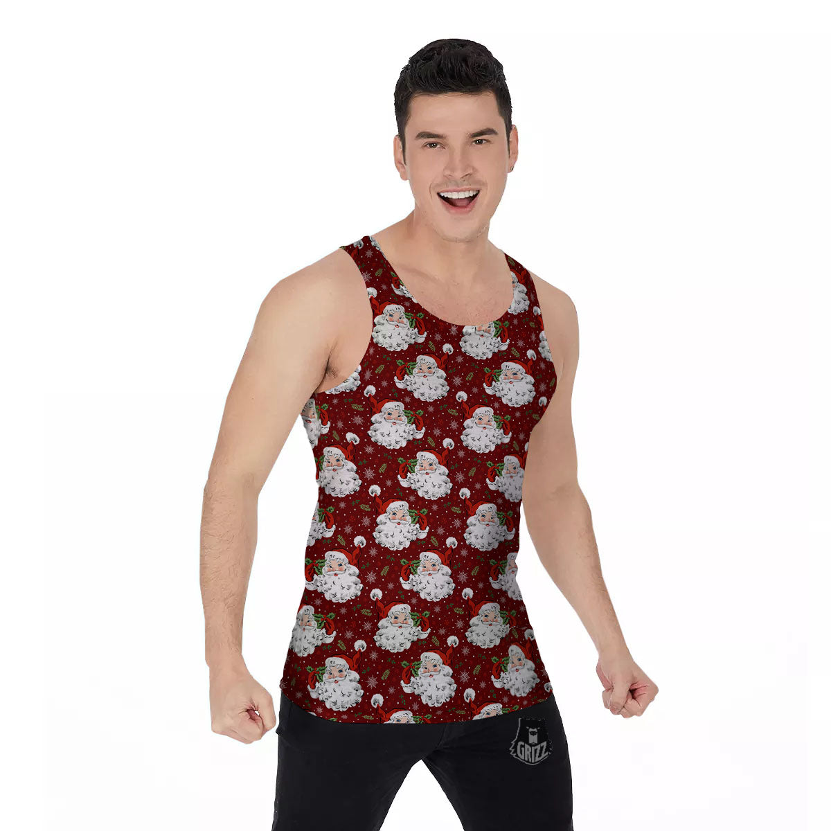 Santa Claus Xmas Print Pattern Men's Tank Top-grizzshop