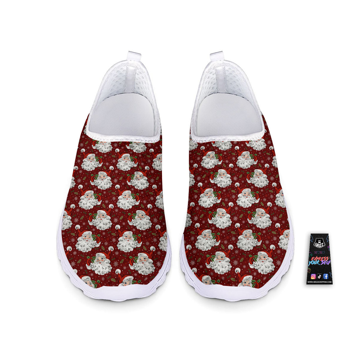 Santa Claus Xmas Print Pattern Nurse Shoes-grizzshop